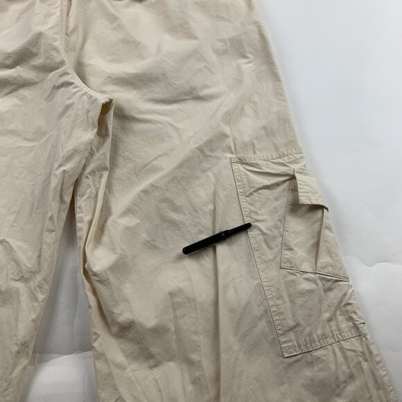Elodie Cream Poplin Canvas Wide Leg Cargo Pant L - Picture 9 of 10